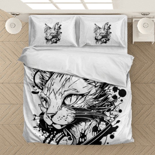 Space Cat In Vintage Tattoo Style Bedding Sets