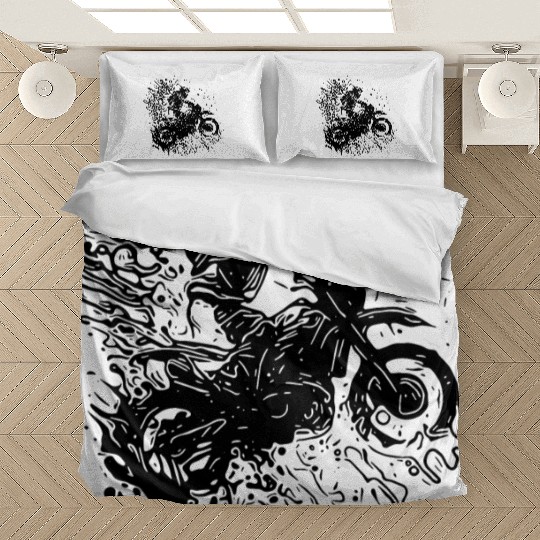 Motorcycle Tattoo Splash Racing Style Bedding Sets