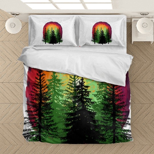 Forest sunrise sunset nature trees Bedding Sets