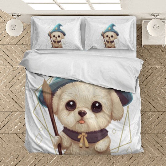 Cute Wizard Dog Roleplaying Dice Nerdy RPG Tableto Bedding Sets