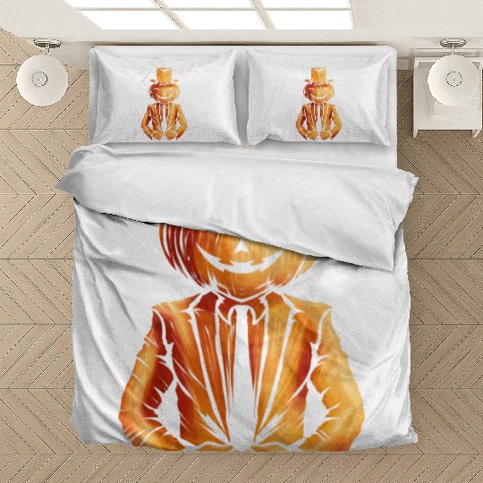 Realistic Jack O Lantern Pumpkin Man In Suit Bedding Sets