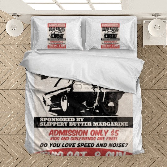 Vintage Hot Rod Classic Drag Racing Poster Bedding Sets