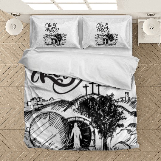 He Is Risen - Black Drawing HD Bedding Sets
