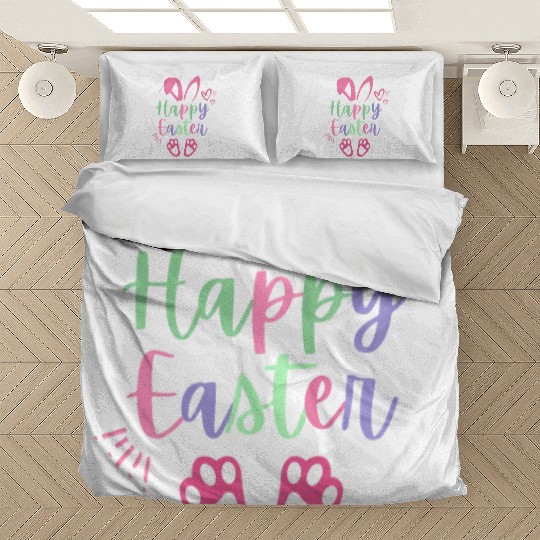 Happy Easter Cute Bunny Rabbit Face Funny Easter W Bedding Sets