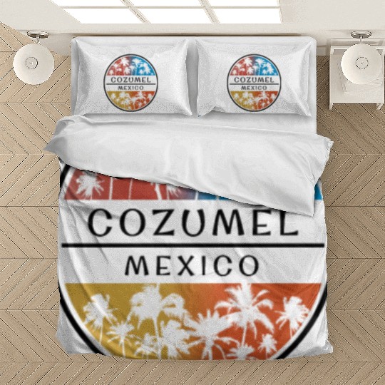 Cozumel Mexico Palm Tree Stylish Vacation Souvenir Bedding Sets