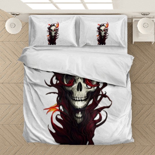 Ensnared Horror Skull Entwined in Red Plants Bedding Sets