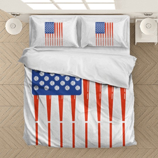 Vintage Baseball Bat American Us Flag Gift Bedding Sets