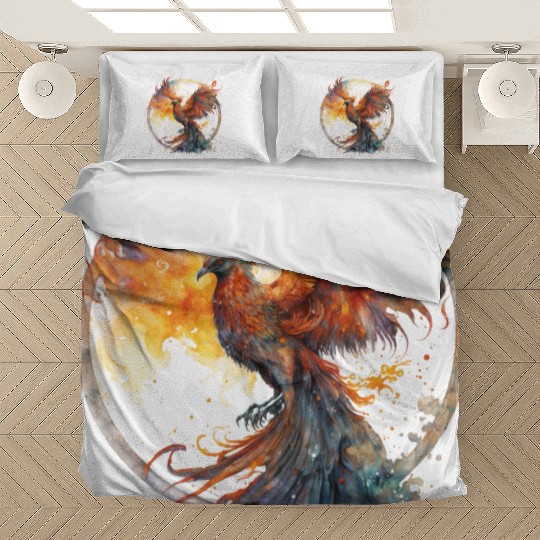 Fire Phoenix Watercolor Clipart Bedding Sets