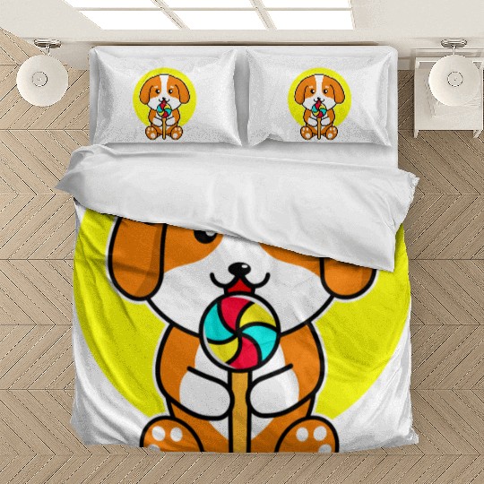 Cute Dog Eating Candy Pet Lover Bedding Sets