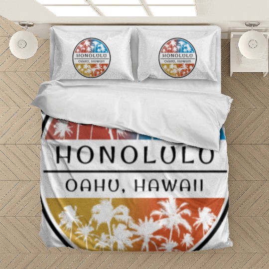 Honolulu Oahu Hawaii Hawaiian Islands Palm Tree Bedding Sets