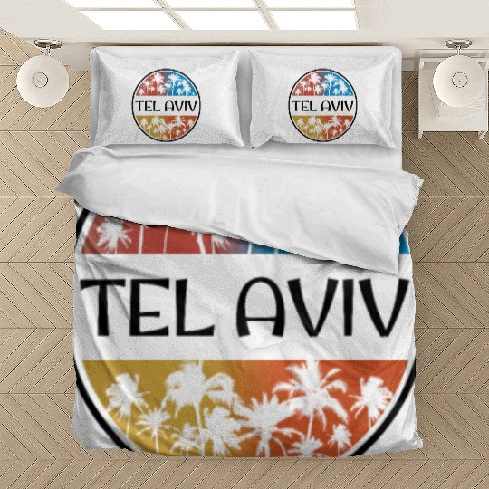 Tel Aviv Israel Palm Tree Stylish Vacation Bedding Sets