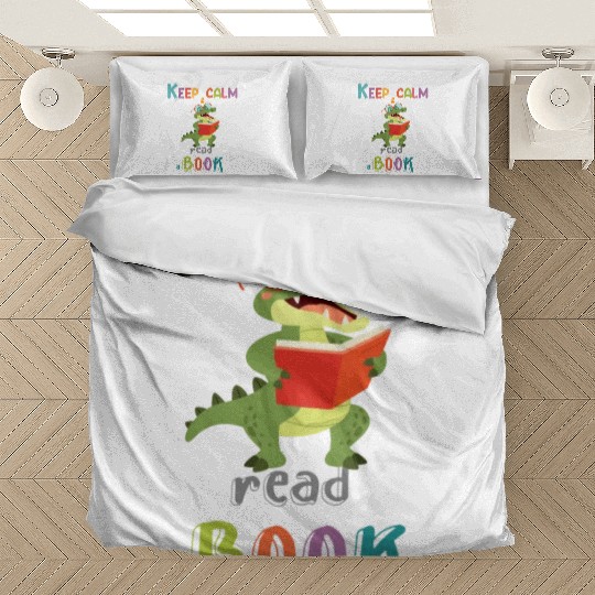 Keep calm and read a book a crocodile read a book Bedding Sets
