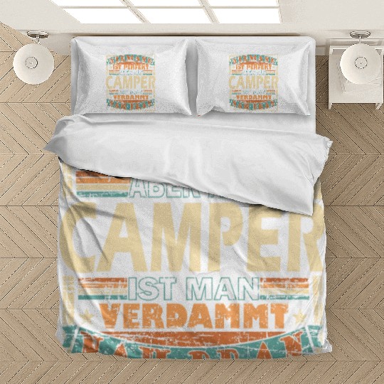 Camping Held Camper Zelten Grillen Natur Bedding Sets