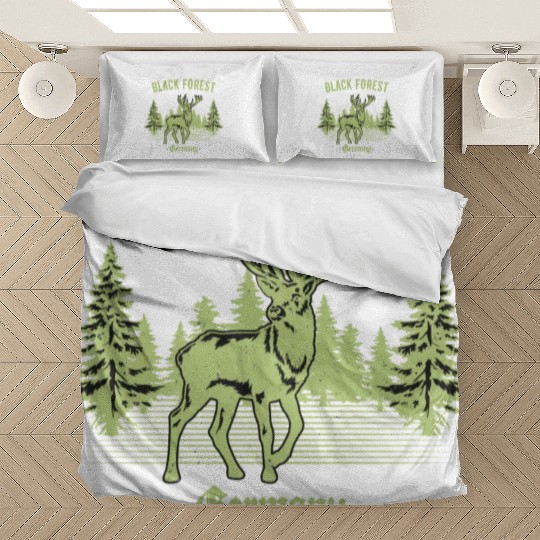 Black Forest Germany Deer With Trees Swabia Bedding Sets