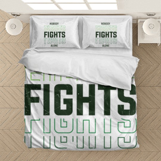 Nobody Fights Alone Green Mental Health Bedding Sets