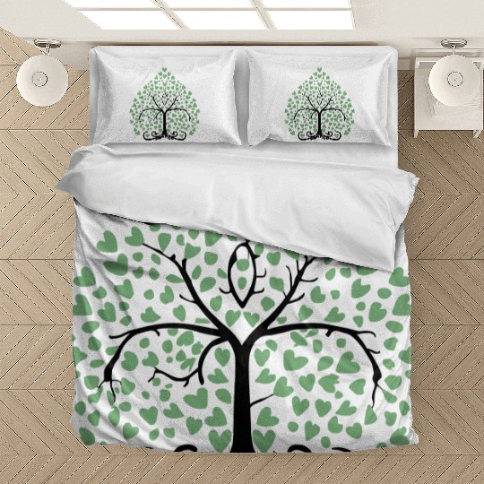 Tree of Life with Hearts Two Color Vector Bedding Sets