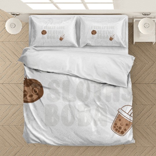 Cute Lazy Sloth Boba Tea Sweet Bubble Tea Bedding Sets