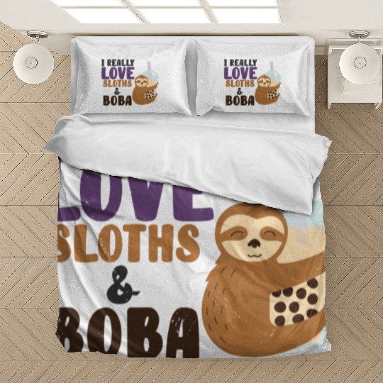 Cute Lazy Sloth Boba Tea Sweet Bubble Tea Bedding Sets