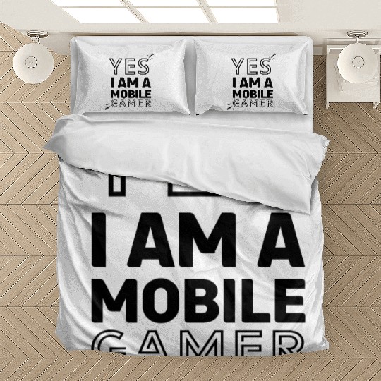 'Yes, I am a Mobile Gamer' - (Black) Design Bedding Sets