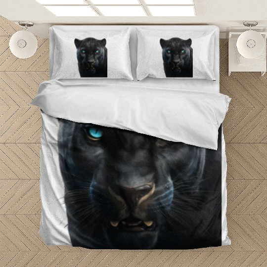Black panther with blue eyes design wild animal Bedding Sets