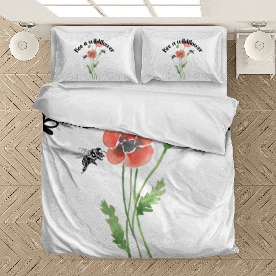 Bee a wildflower, poppies Bedding Sets