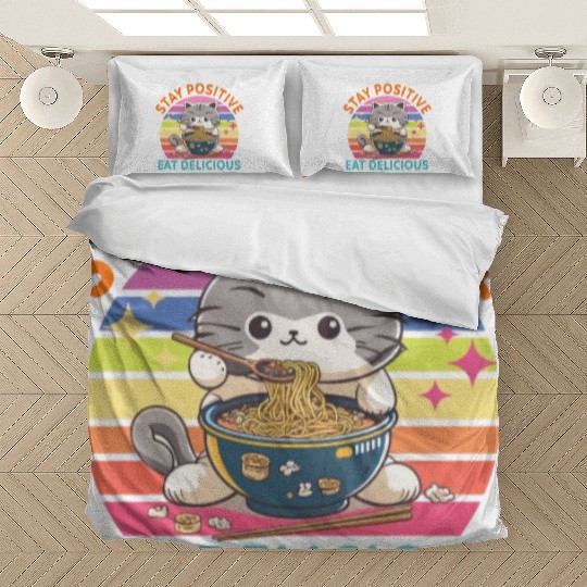 Stay positive Eat delicious Japanese Style Bedding Sets