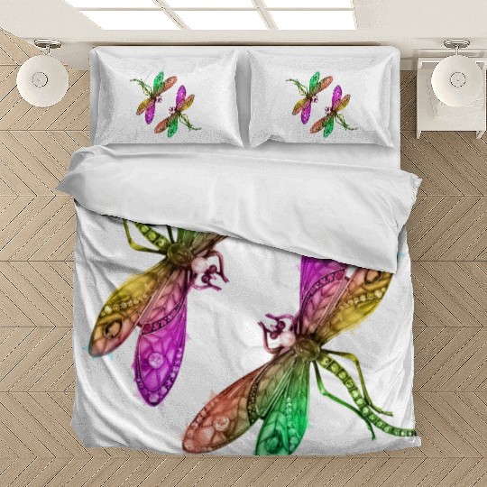 Spring, colorful insects playing. Bedding Sets
