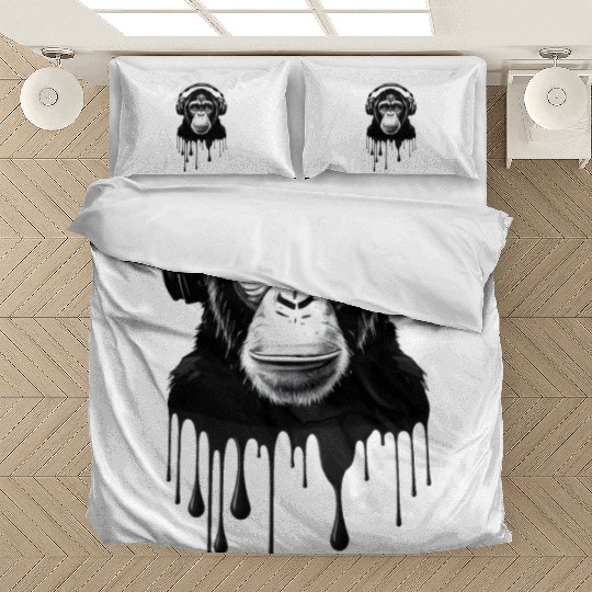 Chimpanzee with Headphones Monkey Music DJ Bedding Sets