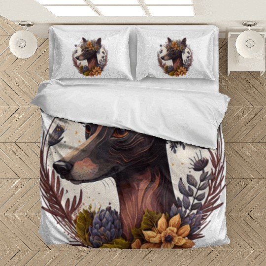 Cute Miniature Pinscher Flower Crown Pet Dog Breed Bedding Sets