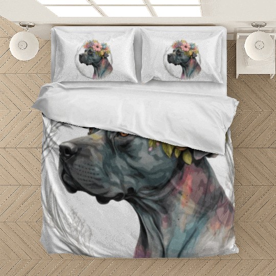 Cute Cane Corso Flower Crown Pet Dog Breed Puppy Bedding Sets
