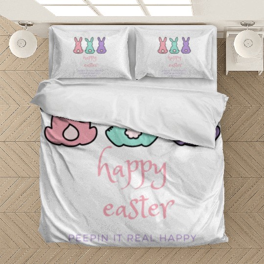 1Peepin It Real Happy Easter Bunny Egg Hunt Funny Bedding Sets