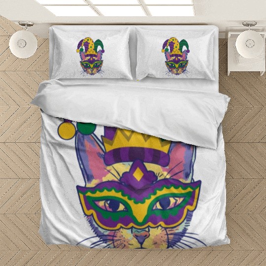 Mardi Gras Cat Cosplayer Jester Mask Costume Bedding Sets