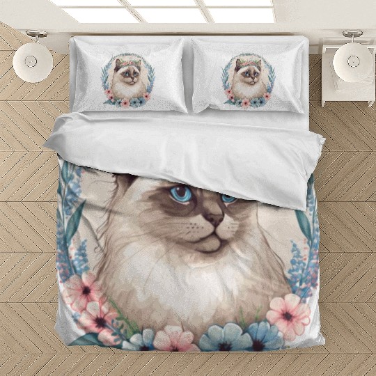 Cute Ragdoll Cat Flower Crown Cats Pet Kitten Bedding Sets