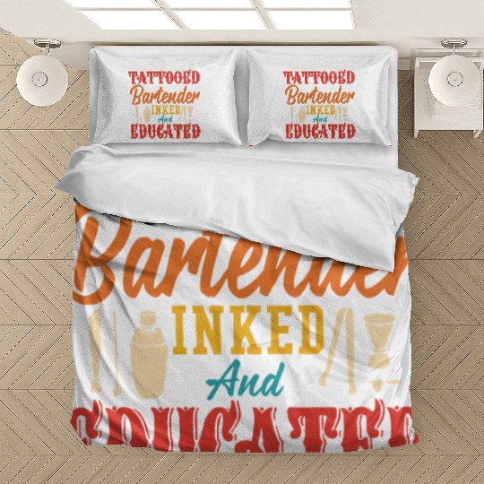 tattooed bartender inked and educated Bedding Sets