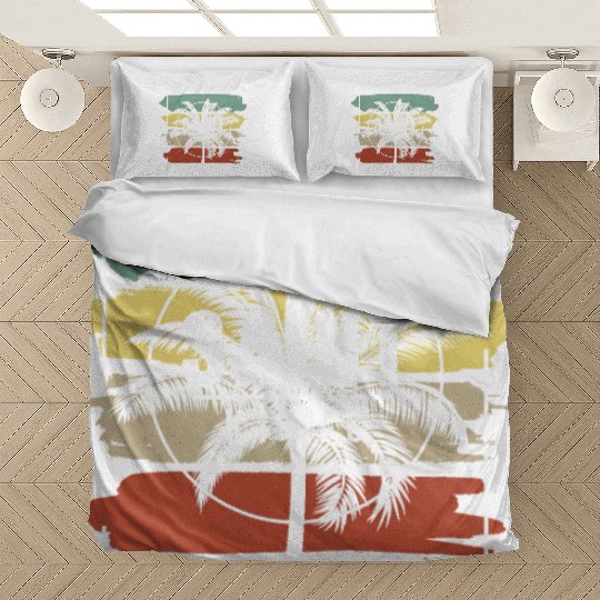 Saint Kitts Artistic Palm Tree Retro Bedding Sets