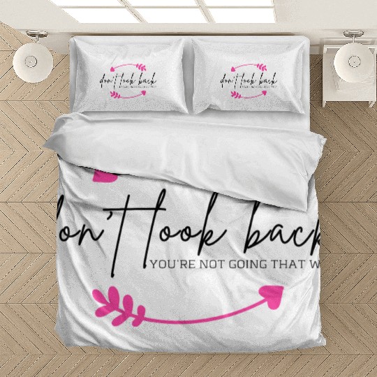 Don't Look Back Hot Pink Arrow, Motivational Quote Bedding Sets