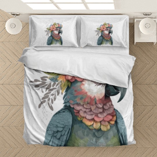 Cute Parrot Macaw Bird Flower Crown Pet Birds Bedding Sets