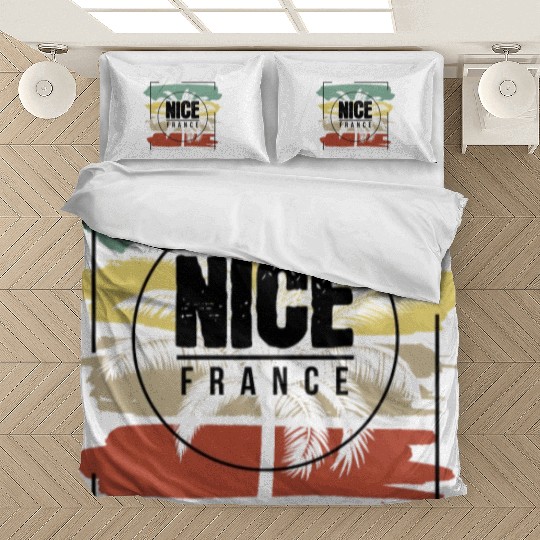 Nice France Palm Tree Retro Artistic Bedding Sets