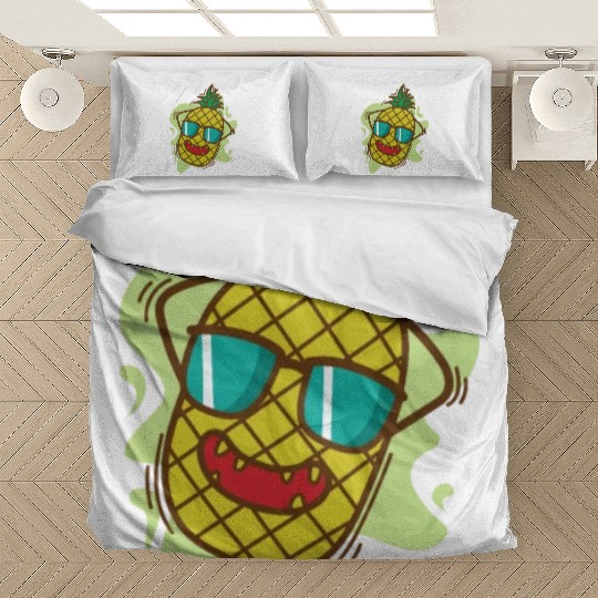 Pineapple chilling on Vacation tropical sweet Frui Bedding Sets