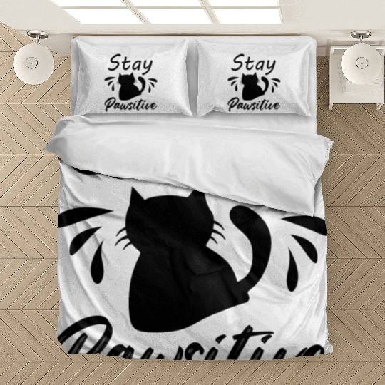 Stay Pawsitive cat lover women Bedding Sets