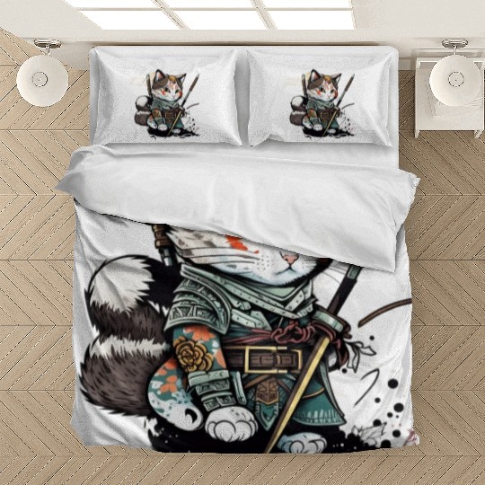 The Fearless Samurai Cat: A Sword's Master Bedding Sets