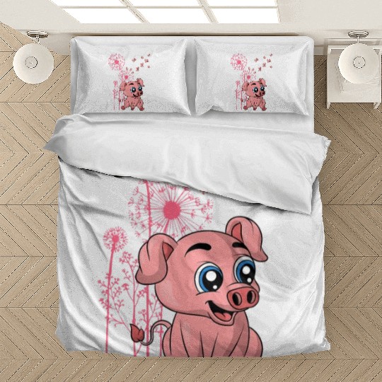 Dandelion Piglet Farm Animal Lover Farmer Cute Pig Bedding Sets