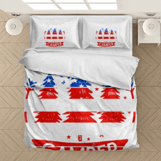 Happy Camper US Flag Patriotic 4th Of July Bedding Sets