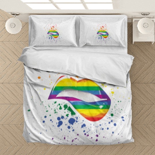 Bite Lips Gay LGBTQ Rainbow LGBT Pride Month Bedding Sets