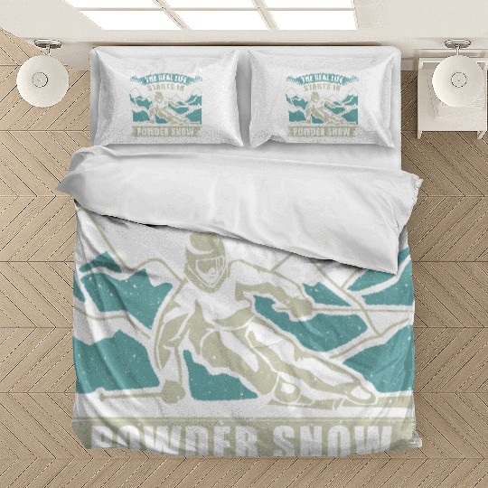 Skiing The Real Life Starts Bedding Sets