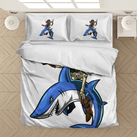 Skeleton Pirate Sailor Riding Shark Ocean Fantasy Bedding Sets