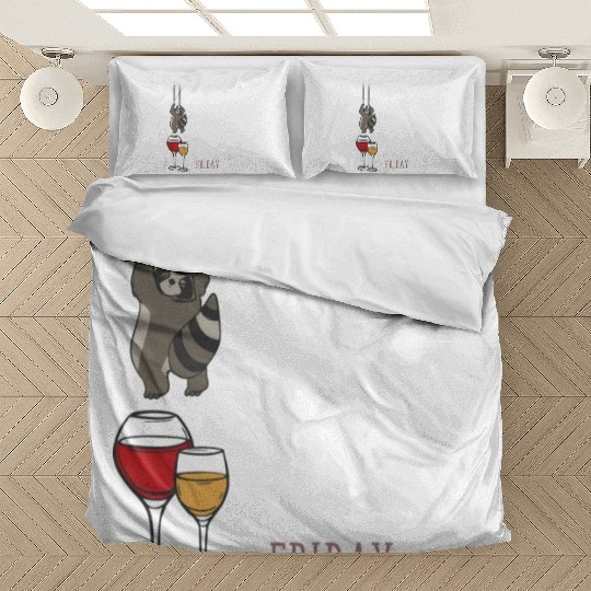 Raccoon Wine Lover Funny Weekend Party Bedding Sets