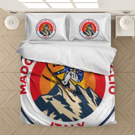 Vintage Skiing Madonna Di Campiglio Italy Sunset Bedding Sets