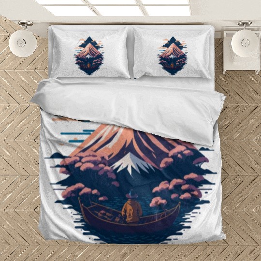Serene Mount Fuji Sunset Peaceful River Scenery Bedding Sets