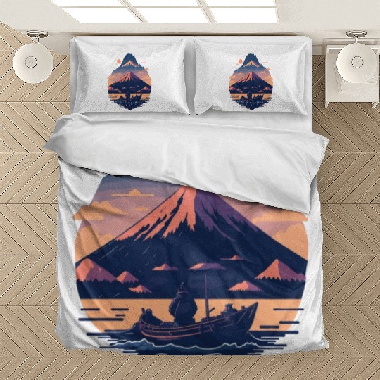 Serene Mount Fuji Sunset Peaceful River Scenery Bedding Sets